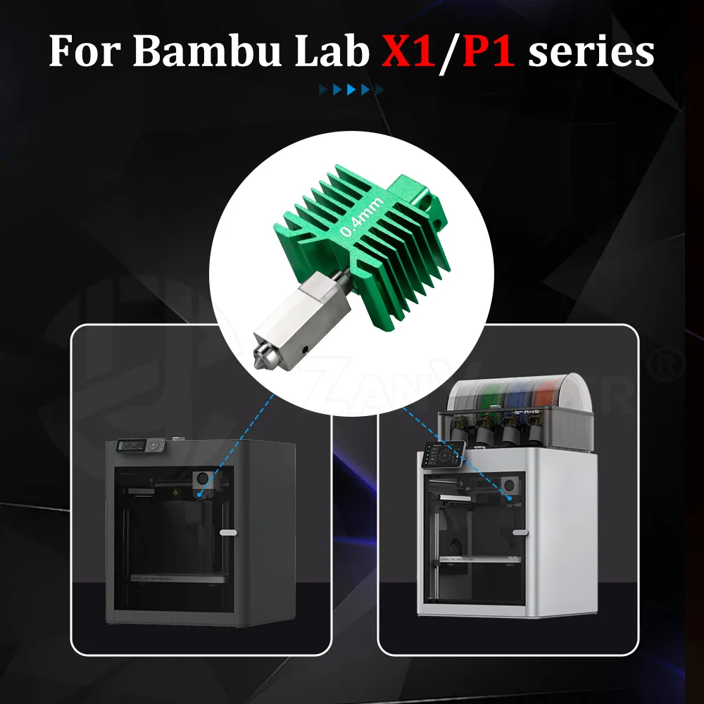 

For Bambu Lab X1/X1C/P1P/P1S Tungsten Carbide Steel Hotend Assembly for 3D Printer All-Metal Nozzle Kit