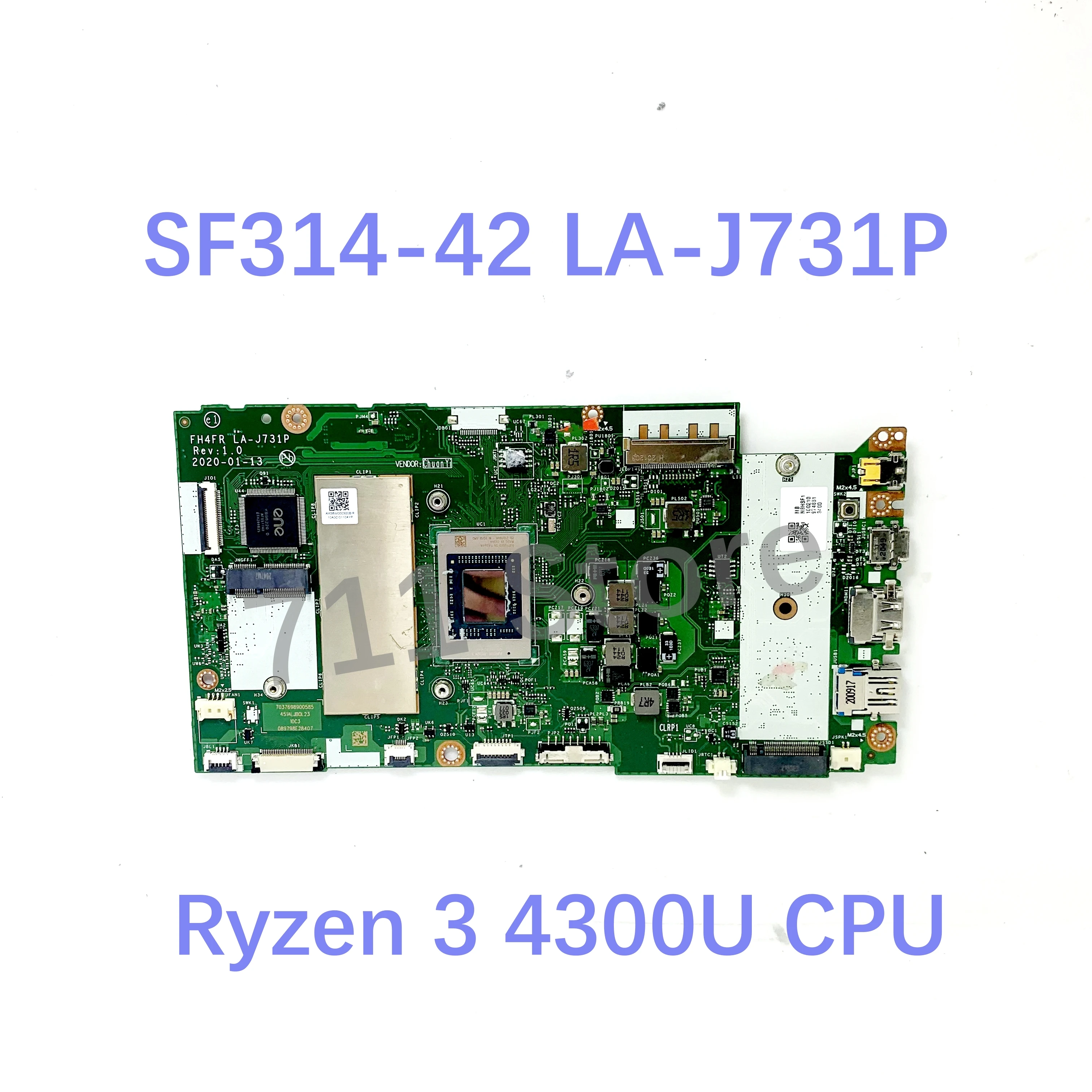 Placa base para ordenador portátil Acer, LA-J731P, NBHSF11008, NBHSF11009, con CPU R3 4300U/R5 4500U/R7 4700U, probado al 100%