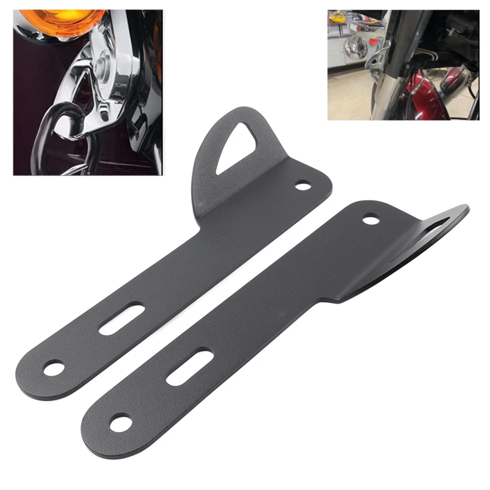 1 Pair Motorcycle Front Teardrop Tie-Down Brackets Mount Aluminum For Harley Touring Street Glide FLTR 1993-2023 Black