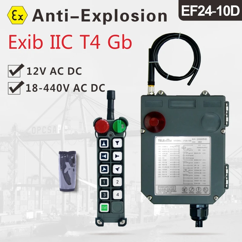 Telecontrol UTING Explosion Proof BF EF24-10D Industrial Wireless Radio Remote Control for Crane 1Transmitter 1 Receiver ExCT4