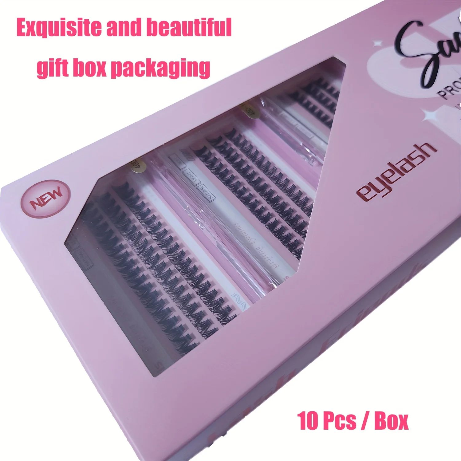 Sackvis 10 صناديق من 40D الرموش الصناعية الوردية 0.07 مم 9/10/11/12/13/14 مم مجموعات الرموش الطبيعية المختلطة #2