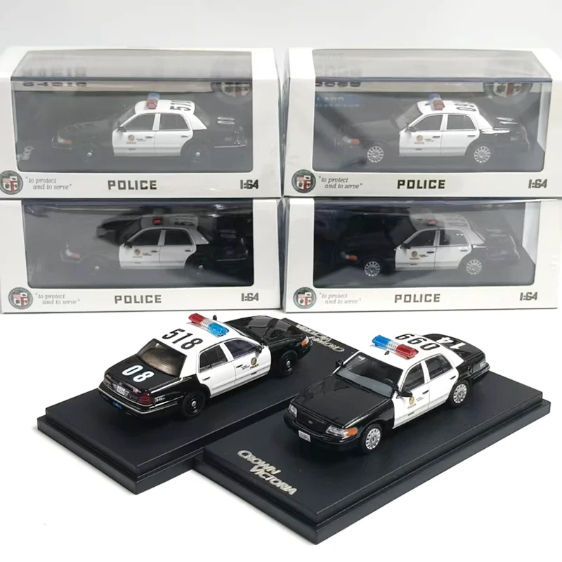GOC Diecast 1:64 Scale CV & Los Angeles Police Alloy Simulation Car Model Adult Hobby Colletcion Souvenir Display Holiday Gift