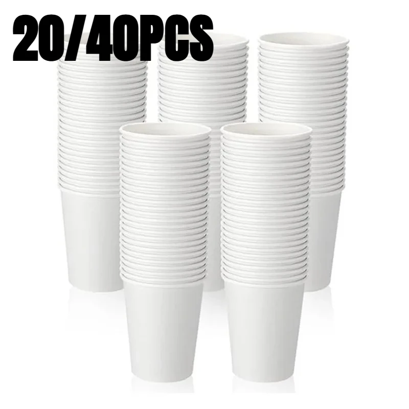 20/40 Stück weiße Pappbecher, Einweg-Pappbecher für Kaffee, Tee, Milch, Snack, Behälter für Urlaub, Party, Zuhause, Büro, Café