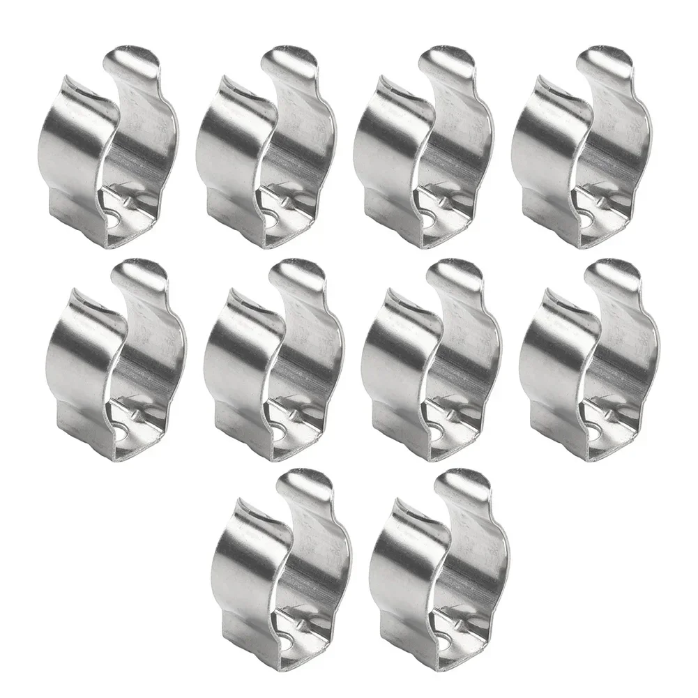 10pcs Spring Loop Clamp Open Spring Clamp Silver Stainless Steel Narrow Base Tool 6mm-35mm Heavy Duty Tool Storage Hangers