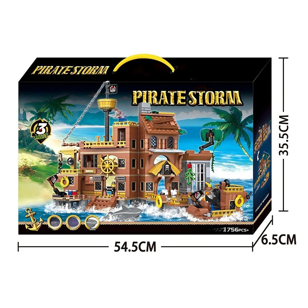 756 pièces de blocs de construction MOC, navire pirate, ville, amis, quai en bord de mer, petit bateau, figurines, briques, modèle, jouet éducatif créatif, cadeau