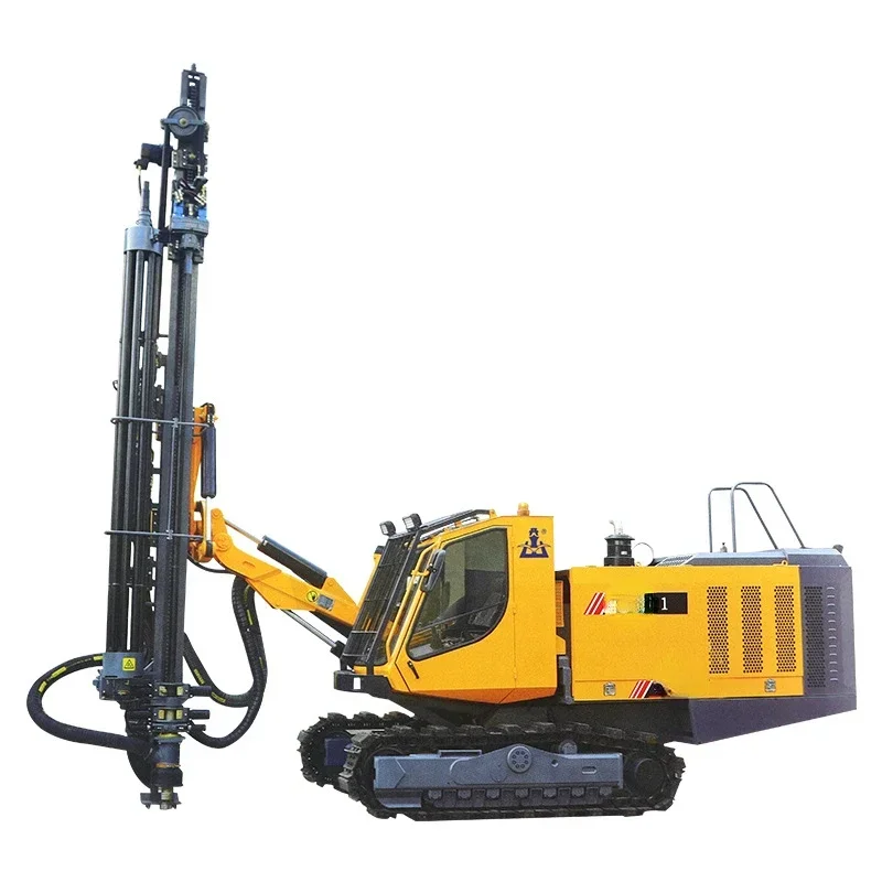 High end environmentally friendly tracked down the hole drilling rig KT11 integrated drilling truck with air compressor