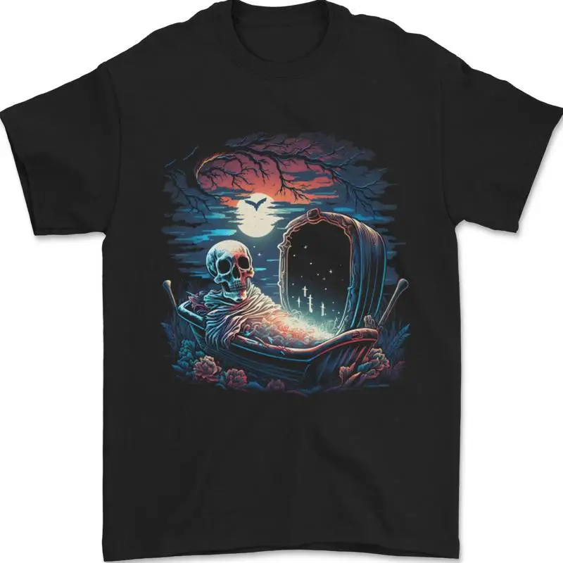 Ein Sarg And Skeleton IN Friedhof Halloween Herren Maglietta 100 % Baumwolle