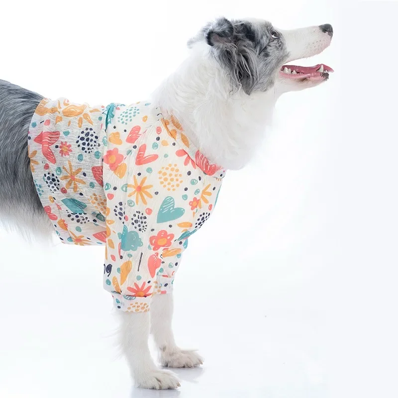 Large Dog T-shirt Summer Big Dog Clothing Husky Samoyed Border Collie Golden Retriever Labrador Poodle Corgi Dog Clothes Short