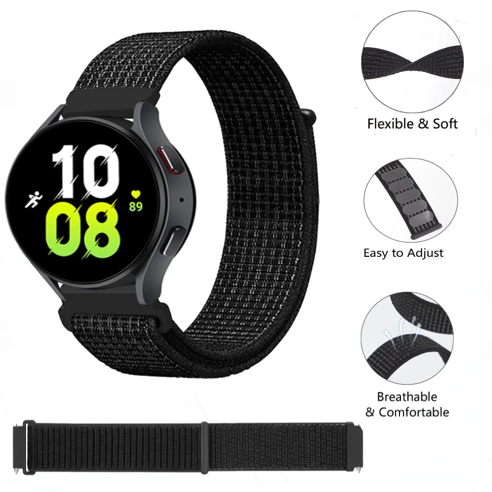 Pasek nylonowy 22 mm 20 mm do Samsung Galaxy Watch 7 40 mm 44 mm Amazfit Balance Miękki wygodny pasek na nadgarstek do Huawei Watch GT5 46 mm