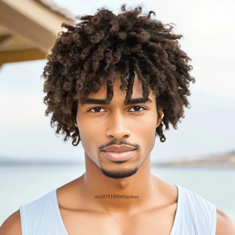 الفزع للرجال الاصطناعية أومبير براون مضفر مع الانفجارات تويست الشعر بارد المجدل شعر مستعار اليومية حزب مغني الراب زي استخدام يي؛ 4
