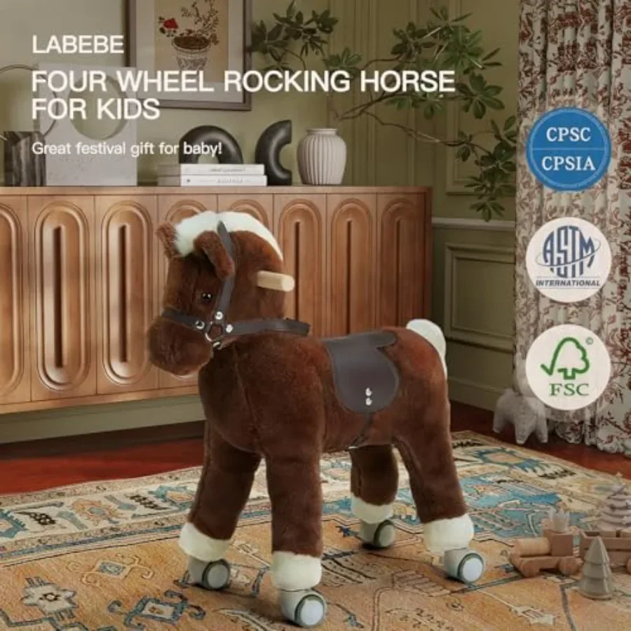 Konik do jeżdżenia dla malucha, mechaniczny konik do jeżdżenia, pluszowa zabawka w kształcie zwierzęcia, konik na biegunach, konik na biegunach dla