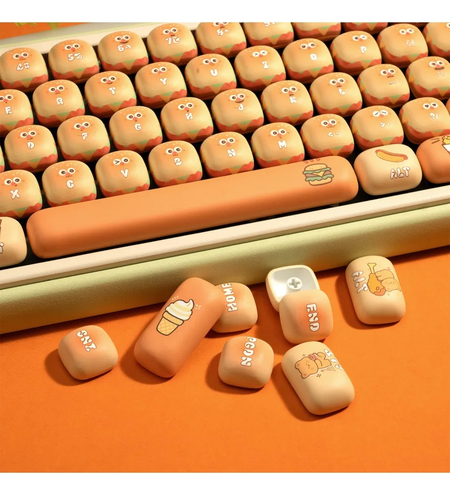 Small steamed bread keycap cute round girl keyboard cap PBT high value 138 key two-dimensional personalized keycap