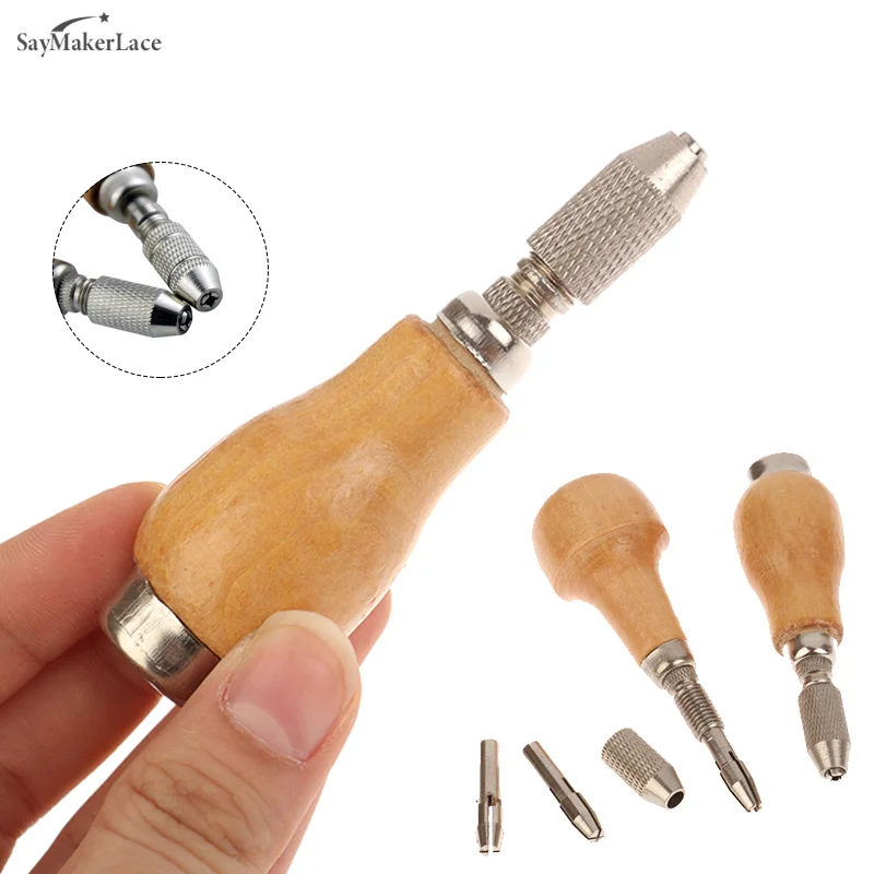 1Pcs DIY Jewelry Tools Jewelers Pin Vise Vice Wooden Handle With 2 Chuck Twisting Wire Wrapping Drill Tool Kit