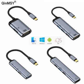 Type C Naar Usb Splitter Naar Vga Dp 4K Thunderbolt 3 Hdmi-Compatibel Docking Station Laptop Adapter Met PD100W Gen2 RJ45 Connector