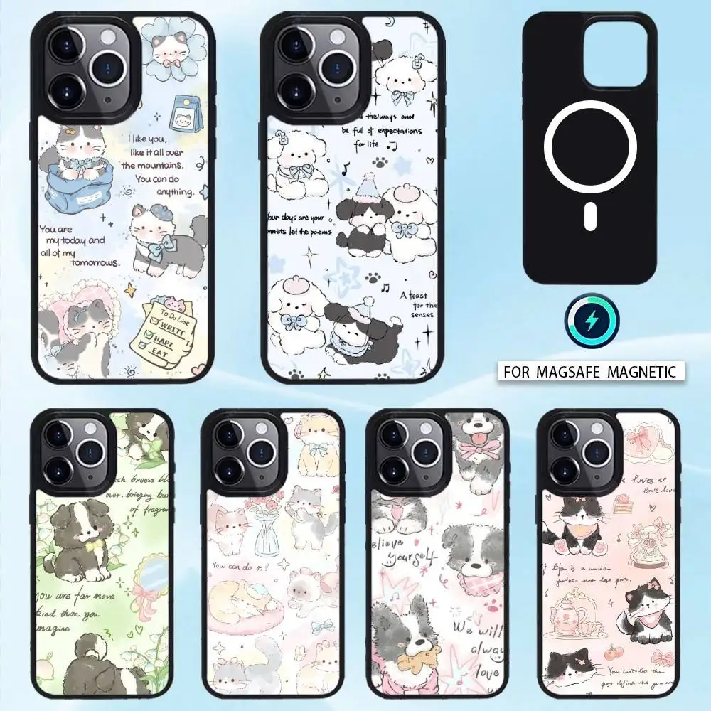 

Cute illustrated dog Phone Case For iPhone 16,15,14,13,12,Pro,Max,Magnetic For Magsafe Wireless Charging