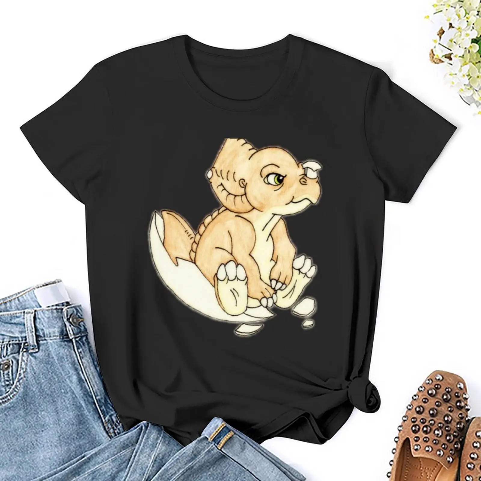 T-shirt imprimé The Land Before Time Baby Cera pour femme, vêtement esthétique