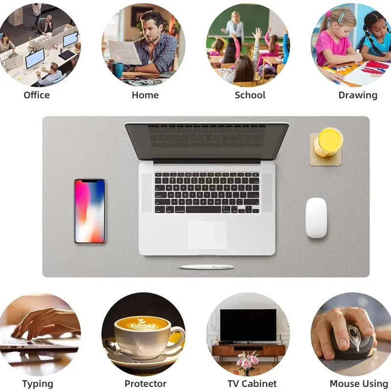 Waterproof Mouse Pad Large Size Office Desk Protector Mat PU Leather Cork Desktop Keyboard Desk Pad Gaming Mousepad view 5