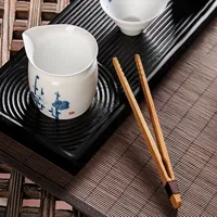 1pc Bamboo Tea Tongs - Natural Durable Retro Handmade Lightweight Tea Clamp for Easy Handling