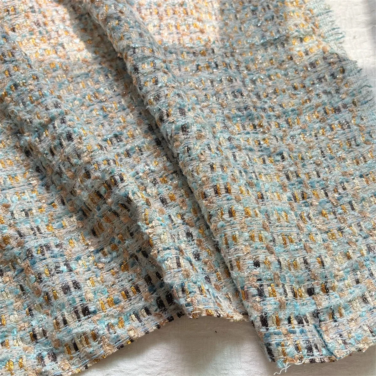1yard Coarse flower small fragrant wind tissu Light luxury Light luxury wool weaving fabric Designer jacket fabric for clothing view 4