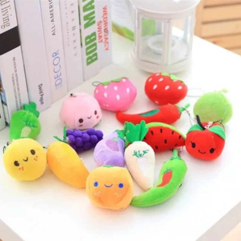 Brinquedo de pelúcia bonito de frutas e vegetais, iluminação infantil e cognitiva, boneca de ensino, presente de aniversário, 6-13cm