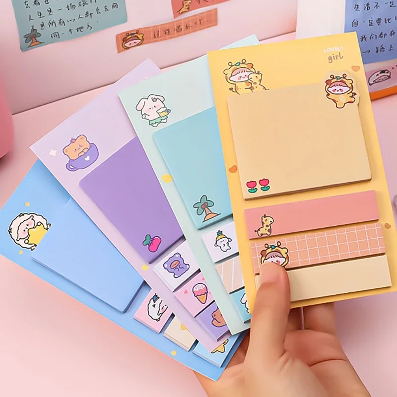 

80 Sheets Ins Cartoon Bear Sticky Notes Memo Pad Self-Stick Note Diary Stationary Scrapbook Students To-do Record Sticky Pad