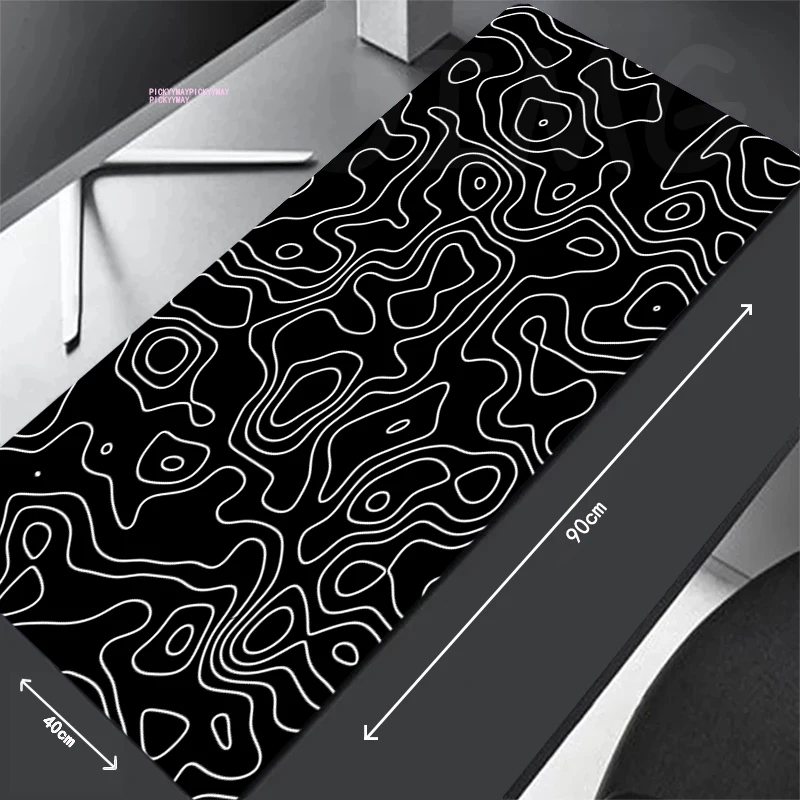 Grand tapis de souris de jeu Moudescriptif, tapis d'ordinateur noir et blanc, sous-marin, polymères, 90x40cm, tapis de bureau, tapis de clavier PC, table lea