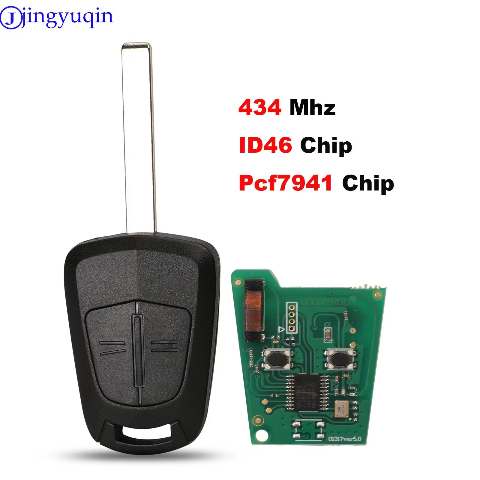 

jingyuqin 434MHZ ID46/pcf7941 Chip Remote Car Key for Opel Vauxhall D 2007-2012 Meriva B 2010-2013 Astra H 2004-2009 Zafira B