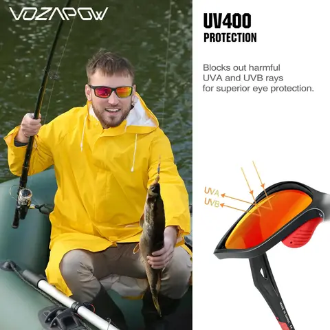 Vozapow 낚시용 편광 선글라스 100% UV400 보호 눈부심 방지 방풍 TR90 프레임 HD 렌즈 보트 낚시 안경