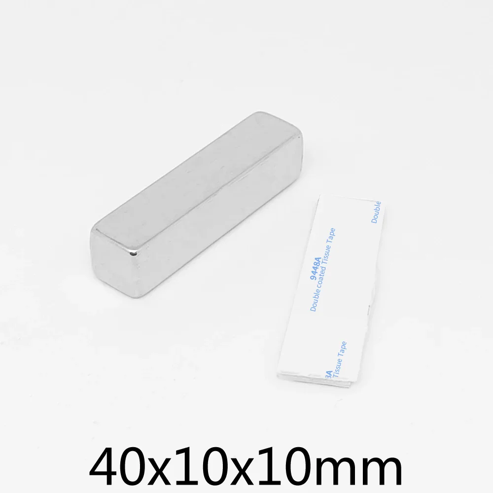 1/2/5/10/15PCS 40x10x10mm Thick Block Super Strong Magnetic Magnets With 3M Tape 40x10x10 Rare Earth Neodymium Magnet 40*10*10