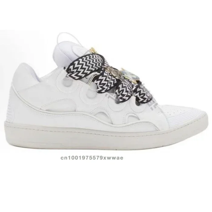 Heren Dames Chunky Lace-Up Skate Sneakers, Casual schoenen met dikke zool, Gevlochten veters Modieuze sneakers voor dagelijks gebruik, Streetwear - afbeelding 1