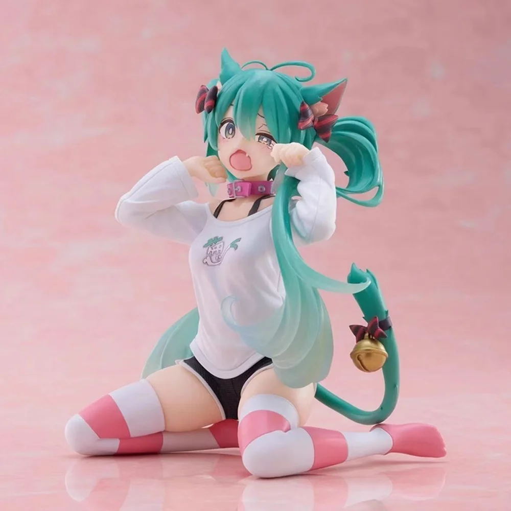 Hatsune Miku Cute Action Figure 11cm PVC Cat Ears T-Shirt Anime Figurine Kawaii Girl Model Collection Desktop Decoration Toys view 2
