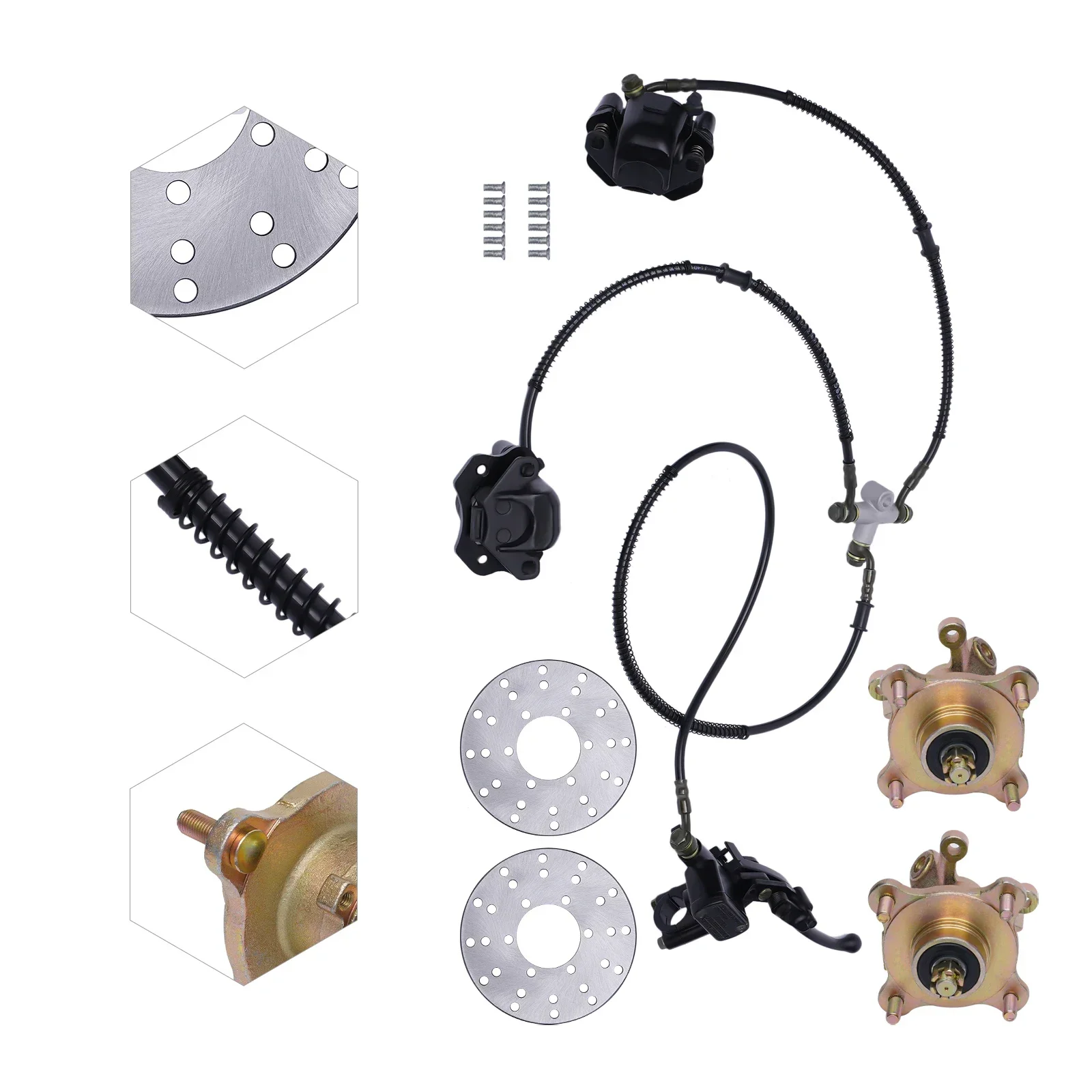 

ATV Front Wheel Steering Knuckle Spindle Hub Assembly,5.1-inch Outer Diameter Front Brake Disc & Caliper,for Go-Karts and Quads