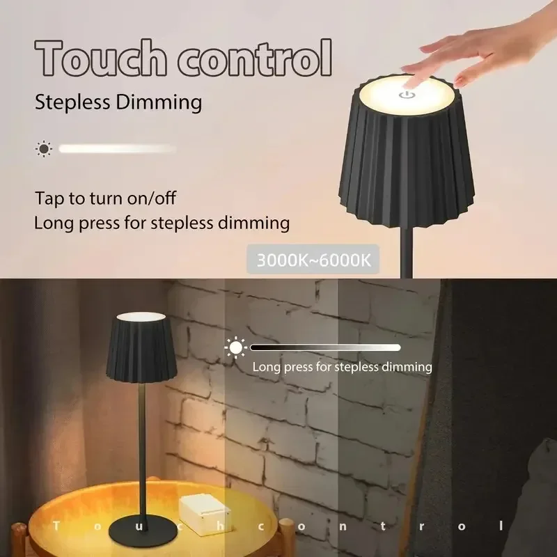 Rechargeable Touch Night Light Lamp,Cordless Table Lamp LED Desk Lamp，Wireless Minimalist Table lights for Bedroom,Restaurant