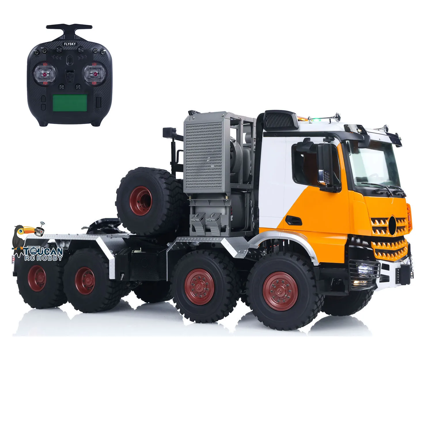 

8x8 1/14 Металлический RC внедорожный тягач Ar3363 Грузовик с дистанционным управлением Автомобильный замок дифференциала Ось 3-скоростная коробка передач I6S Радио