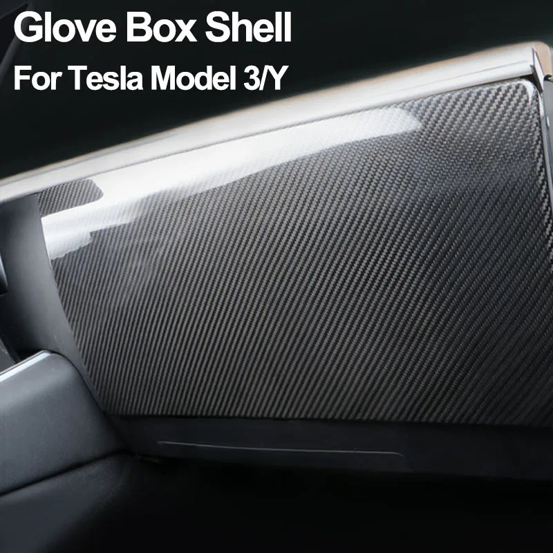 Real Carbon Fiber for Tesla Model 3 Model Y Glove Box Sticker Shell Dry Carbon 3K 240G Handmade Car Modification Left Hand Drive