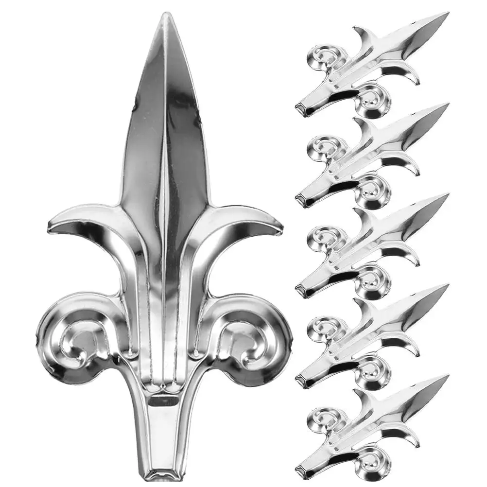 

6pcs European Fence Decorations Metal Toppers Post Finials Silver Garden Yard Lawn Gate Waterproof Outdoor Accessories