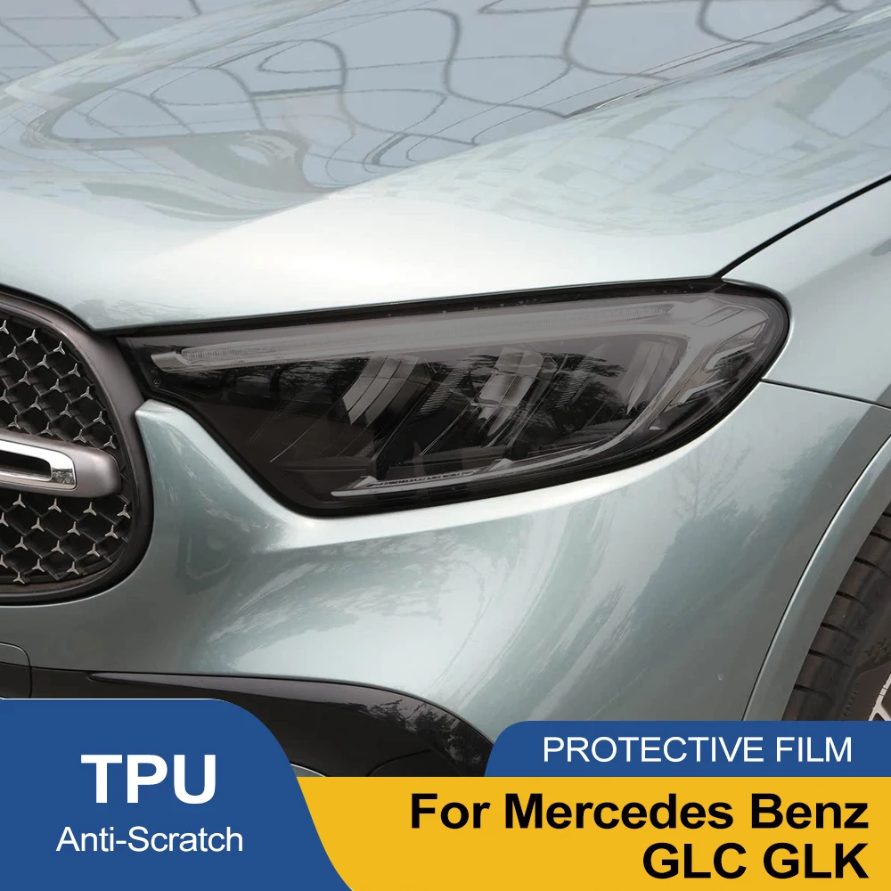 Smoke Black Pre Cut Car Headlight Protective Film For Mercedes Benz GLC GLK TPU PPF Anti-Scratch Vinyl Wrap Kit High-Gloss Film