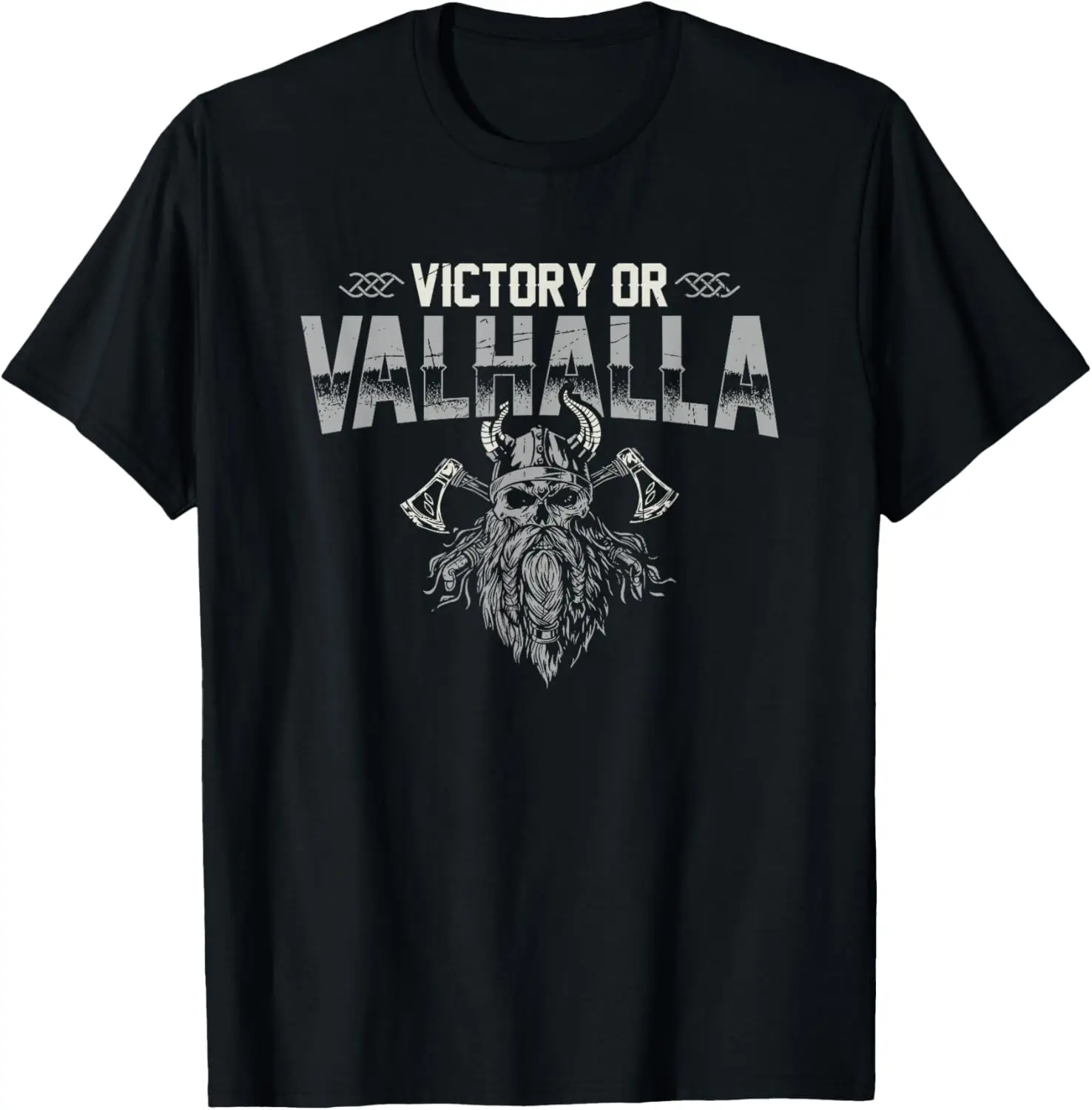Victory or Valhalla Nordic Warrior Quote T-Shirt 100% Cotton O-Neck Short Sleeve Summer Casual Mens T-shirt Streetwear