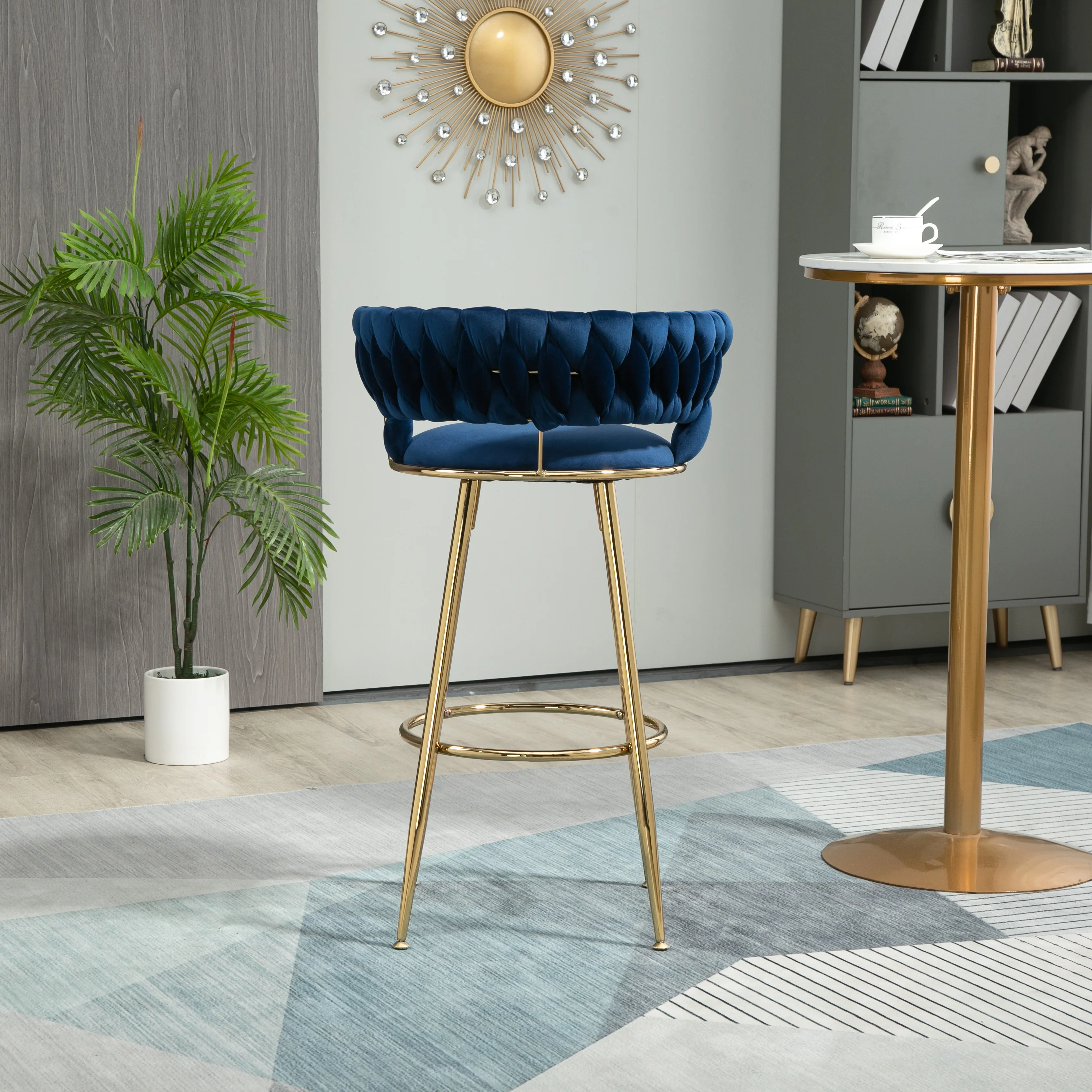 Bar Stools with Back and Footrest Counter Height Bar Chairs