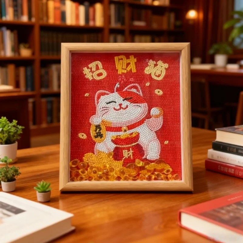 Modernes Einfaches Diamond Painting: Wahrsager-Kreuzstich-Tischaufsteller mit Rahmen – DIY-Diamant-Sticker-Kunstwerk für Anfänger