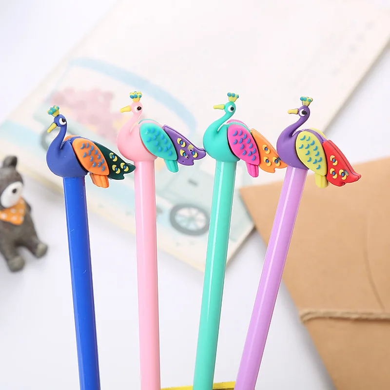 

4 Pcs/Set Kawaii Peacock Gel Pens Writing Smooth 0.5mm Gel Ink Pen Student Writing Pen Office School Supplies Stationery