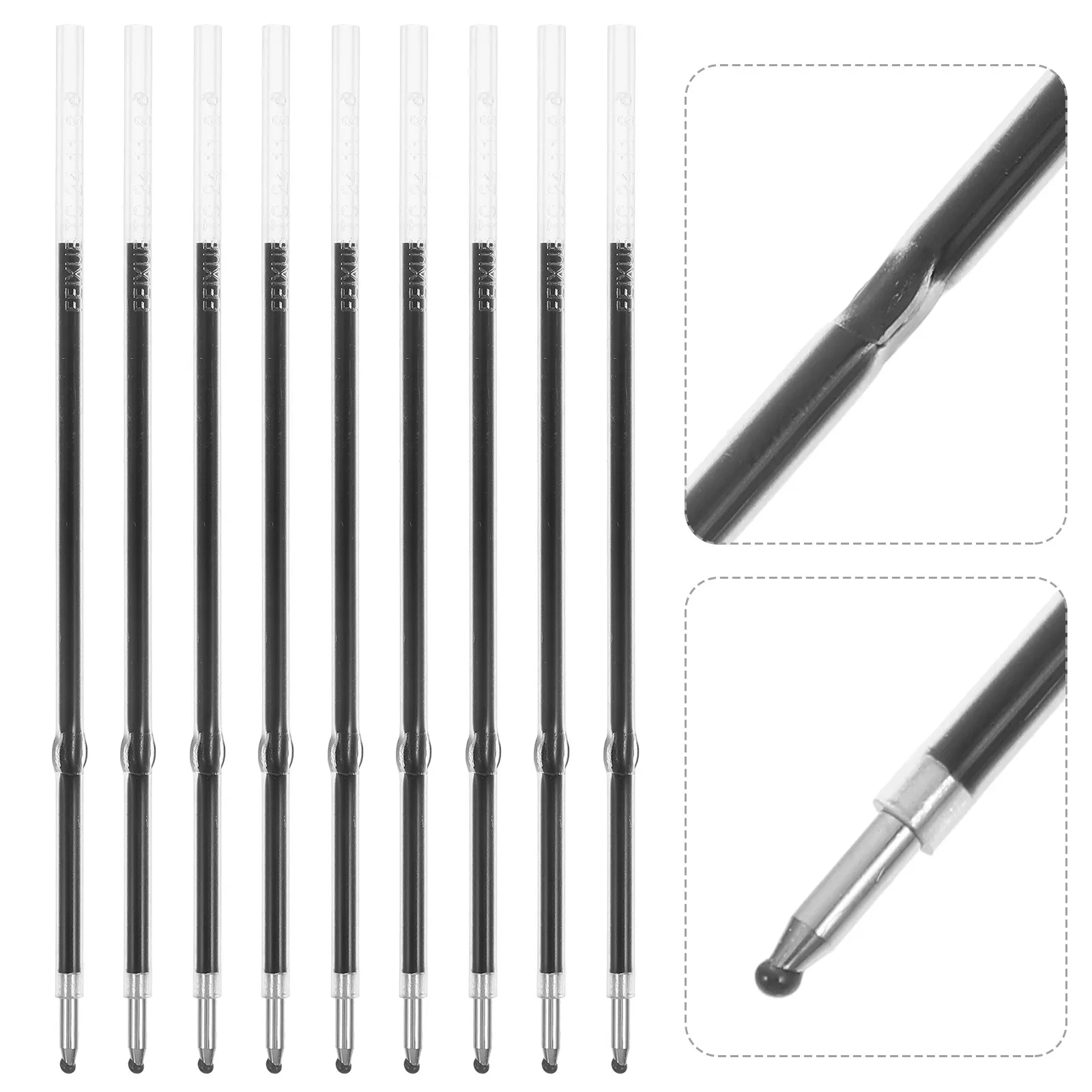 

100Pcs Retractable Pen Refills Black Ink Universal Fit DIY Trim 0.7mm Ballpoint Smooth Writing Office Stationery