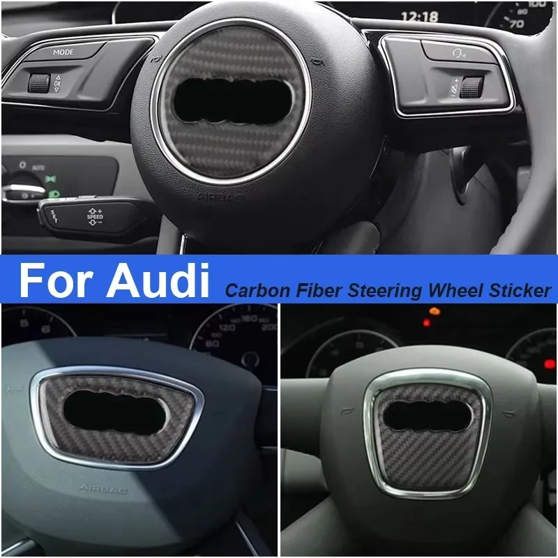

For Audi A3 A4 A5 A6 A7 Q3 A6 C7 Q5 A8 Q7 B6 B7 Car Steering Wheel Logo Sticker Carbon Fiber Sticker Auto Accessories