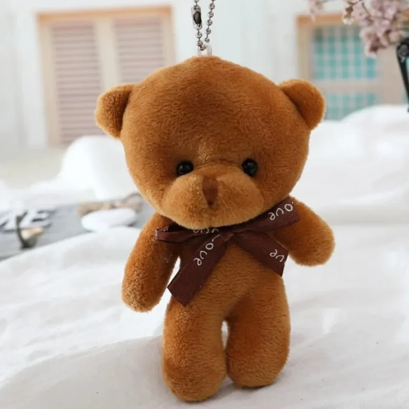 12CM Kawaii morbido orso portachiavi peluche coniglio ciondolo portachiavi gingillo fai da te bambini peluche giocattoli borsa accessori auto