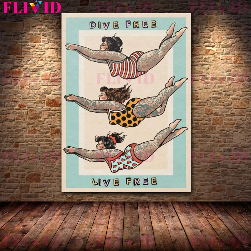 Witch Love Is Blind Dive Free Live Free Punk Girl Wall Art Canvas Painting Home Decor Posters Wall Pictures For Living Room