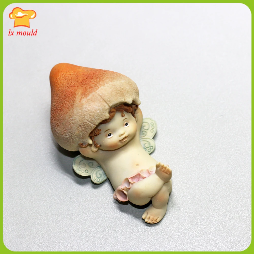 Mushroom head Doll Soap Silicone Molds 3D Mushroom Baby Candle DIY Cake Chocolate Candy Moulds