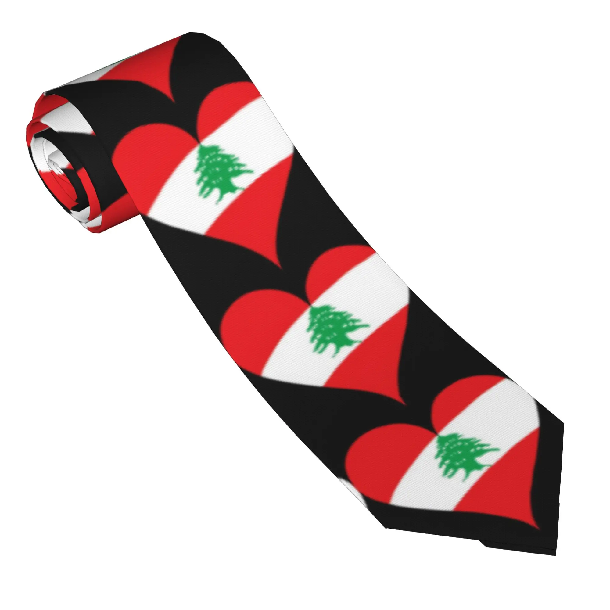 Lebanon Flag Heart  Tie  Wedding Party Neck Ties Men Novelty Casual Necktie Accessories High Quality Custom Collar Tie
