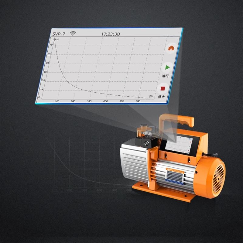 مضخة تفريغ 7/9/12 CFM 2 مرحلة مضخة تفريغ دوارة ذكية HVAC شاشة تعمل باللمس، تسجيل البيانات، التخزين عبر التطبيق