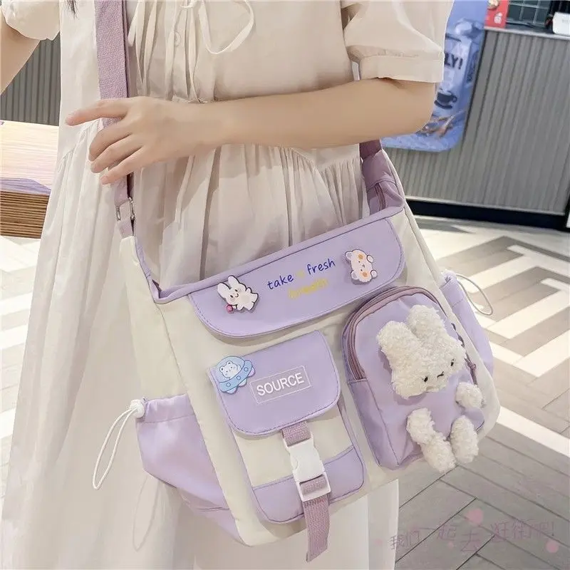 GAINNY Japanese Kawaii Canvas School Shoulder Bag Women Harajuku Nylon Girl Teenager Large Capacity Crossbody Bag Cute Fashion