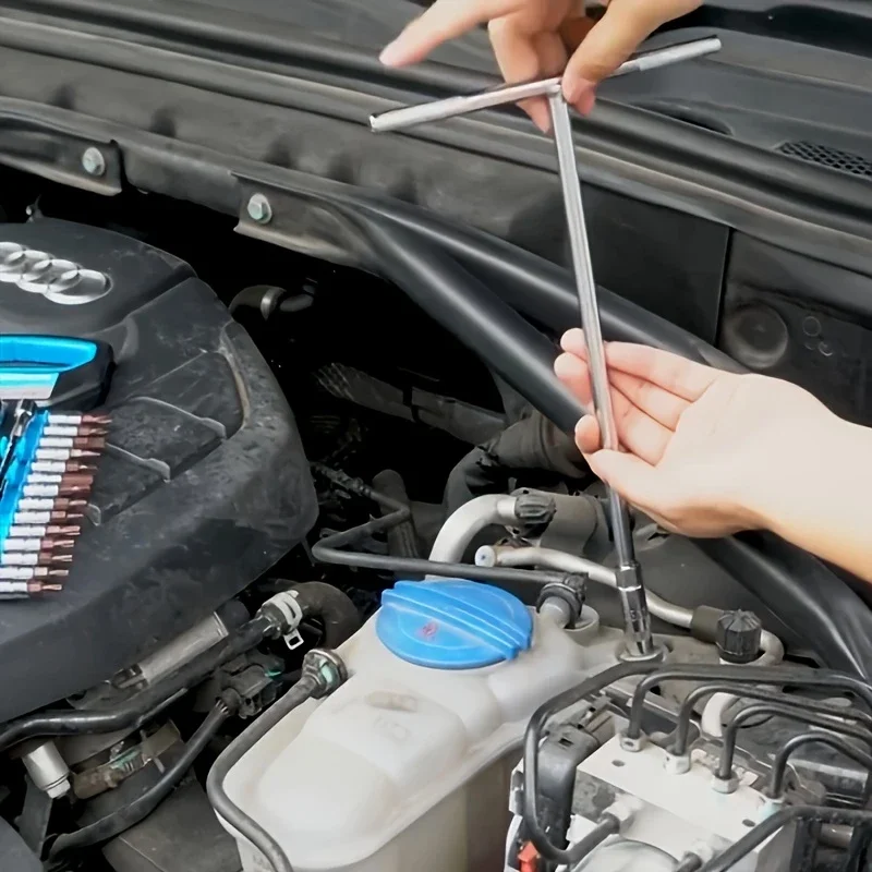 4PCS 8/10/12/14mm Tipo T Chiave a bussola esagonale universale CR-V Acciaio Allunga Chiave a brugola Maniglia antiscivolo Chiave per la riparazione auto